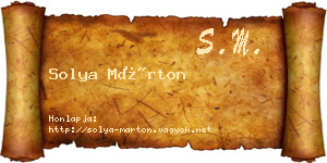 Solya Márton névjegykártya